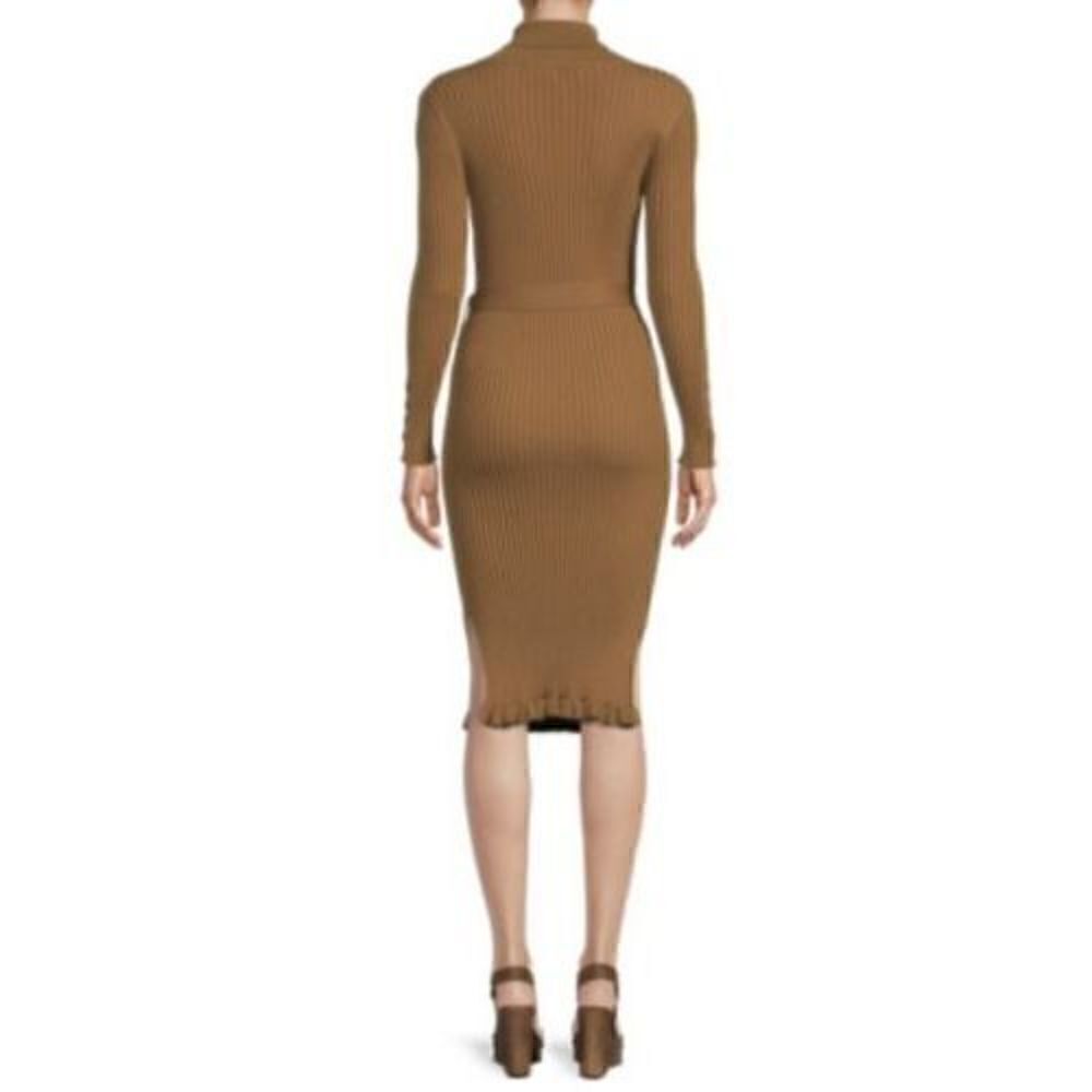 AREA STARS Ribbed Belted Dress. Size Large. Brown. Defect. New With Tags. - Picture 2 of 7